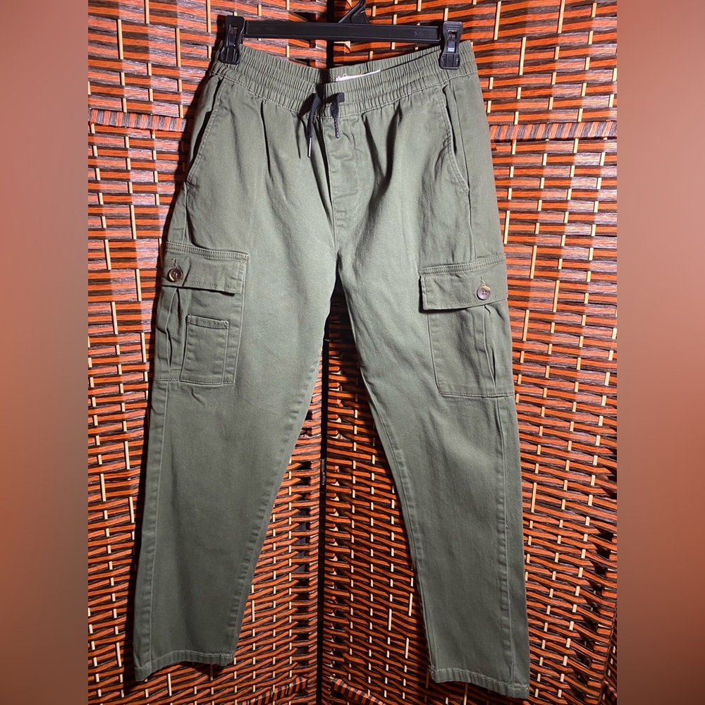 Olive Green Cargo Jogger Pants